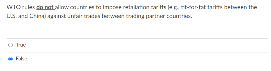 WTO rules do not allow countries to impose