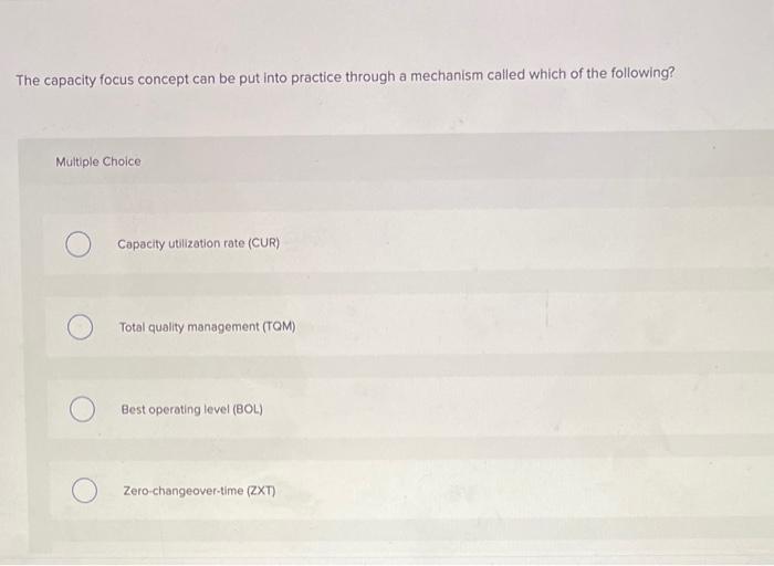 The capacity focus concept can be put into