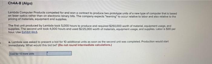 Ch4A-8 (Algo) Lambda Computer Products competed
