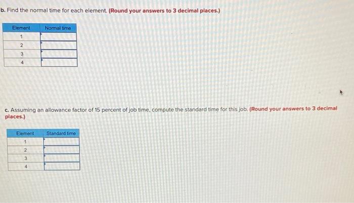 Problem 7-3 (Algo) A time study was conducted on