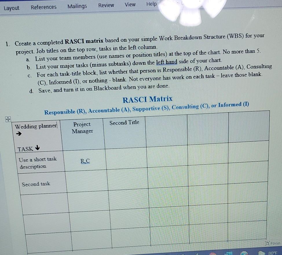 Review View Help Layout References Mailings a 1.