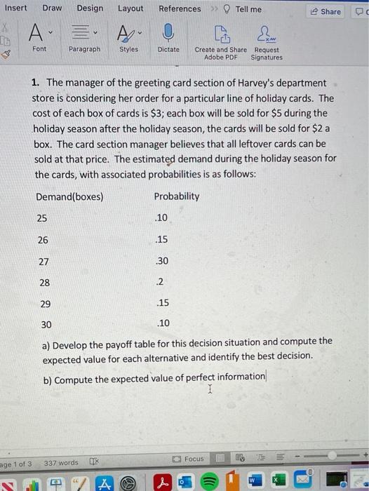 Insert Draw Design Layout References >> Tell me