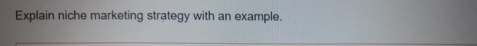 Explain niche marketing strategy with an example