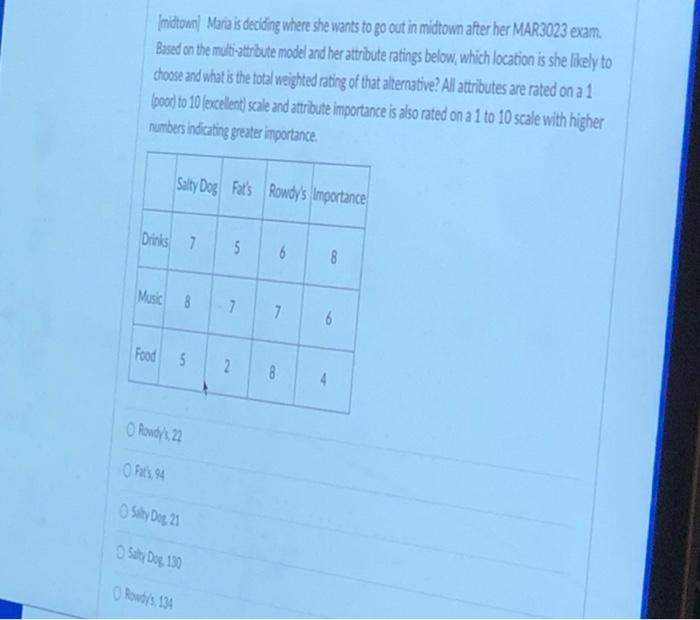 v (midtown) Maria is deciding where she wants to