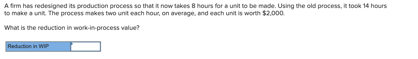 A firm has redesigned its production process so