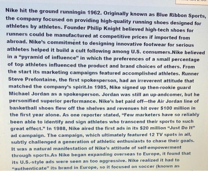 Nike hit the ground runningin 1962. Originally