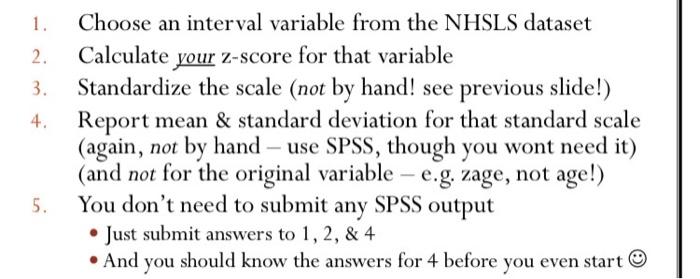2. 1. Choose an interval variable from the NHSLS