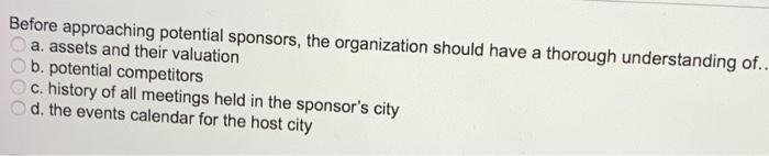 Before approaching potential sponsors, the