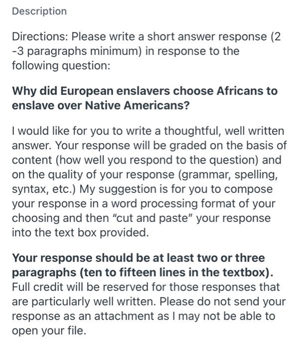 Description Directions: Please write a short