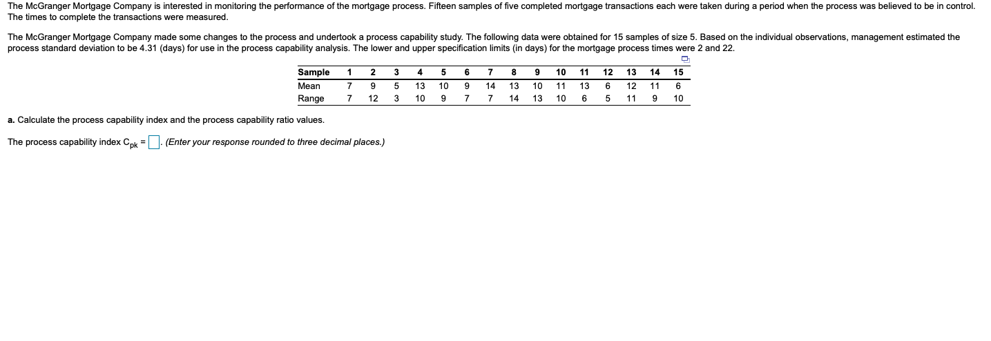 The McGranger Mortgage Company is interested in