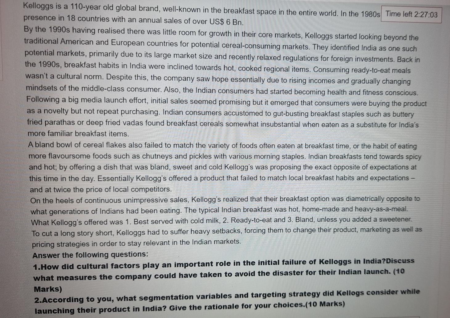 Kelloggs is a 110-year old global brand,