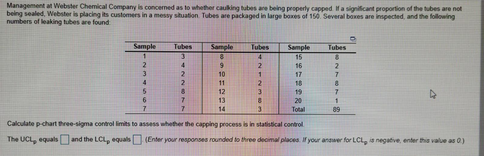 Management at Webster Chemical Company is