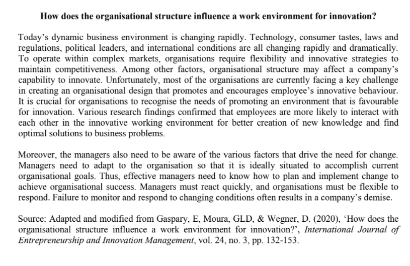 How does the organisational structure influence a