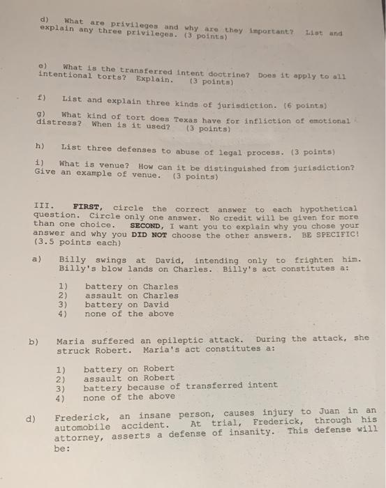 LGLA 2303 Torts & Personal Injury Please help!