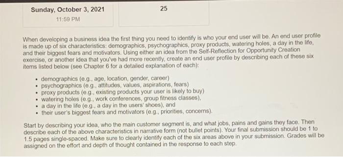 need help! Due today! 11:59pm 25 Sunday, October