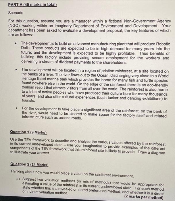 PART A (45 marks in total) Scenario: For this