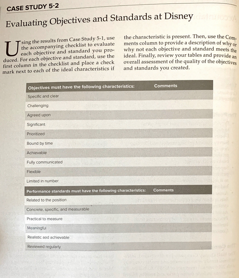 CASE STUDY 5-2 Evaluating Objectives and