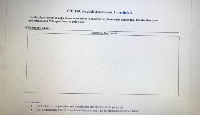 PHI 180: English Assessment 1 Part 1