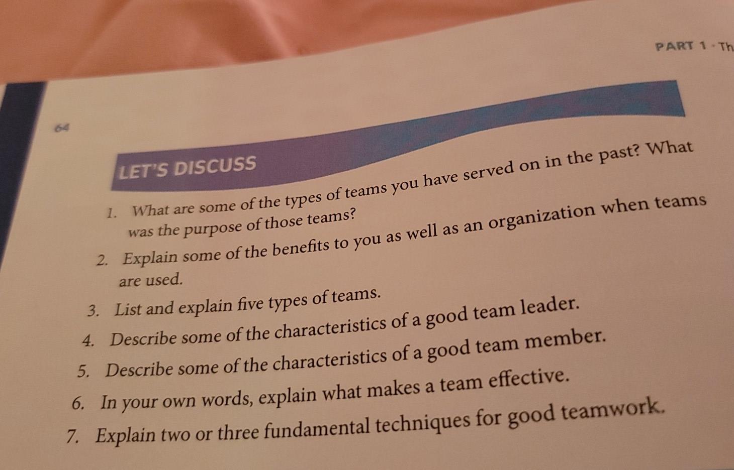 Assignment guide help please PART 1 - Th 1. LET'S