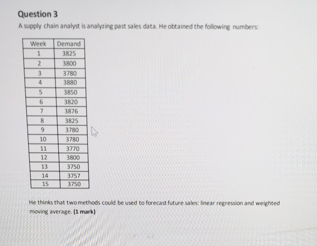 Question 1 A high-tech company wants to forecast