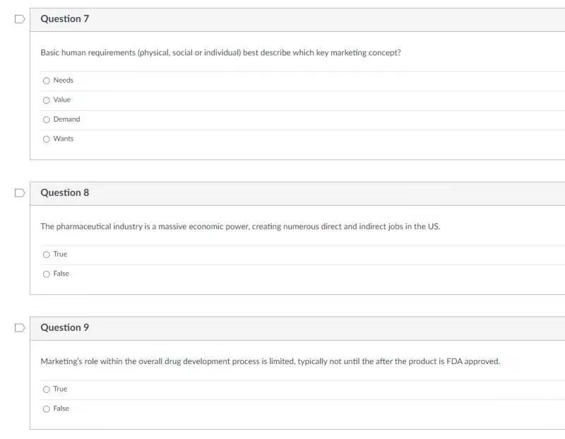 Question 7 U Basic human requirements (physical,