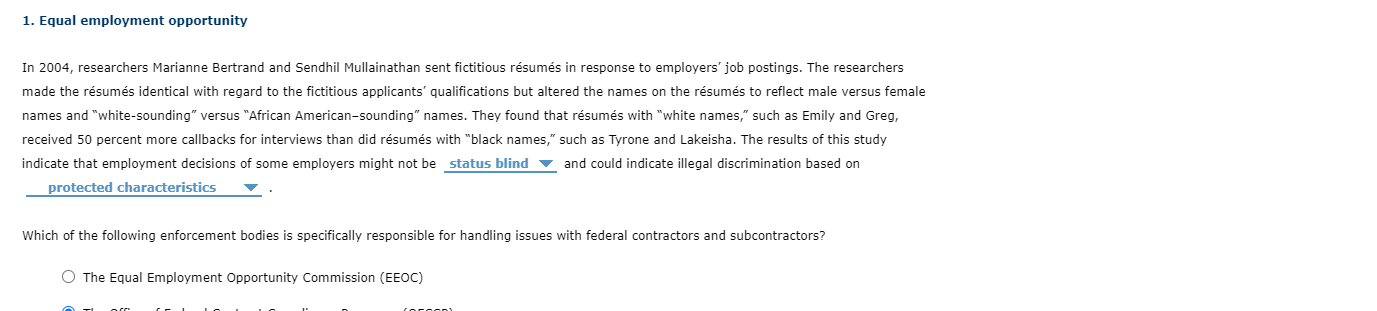 1. Equal employment opportunity In 2004,