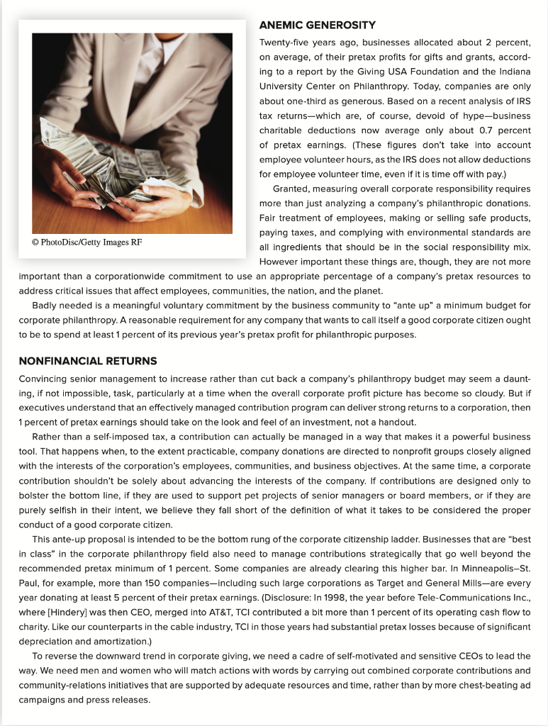 Thinking Critically 4.2 >> CORPORATE SOCIAL