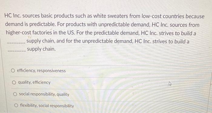 HC Inc. sources basic products such as white