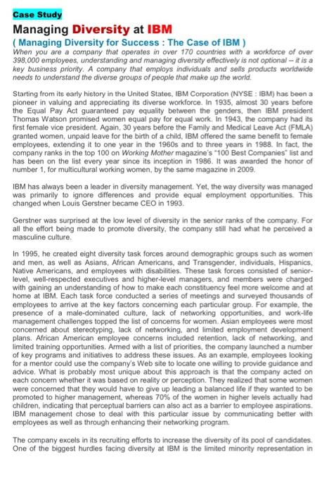 Case Study Managing Diversity at IBM (Managing