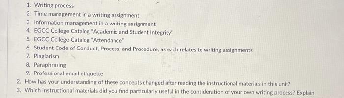 1. Writing process 2. Time management in a