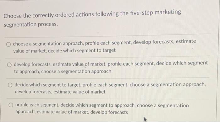 5 Step marketing segmentation process ! please