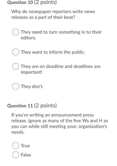 journalism please answer and explain why Question