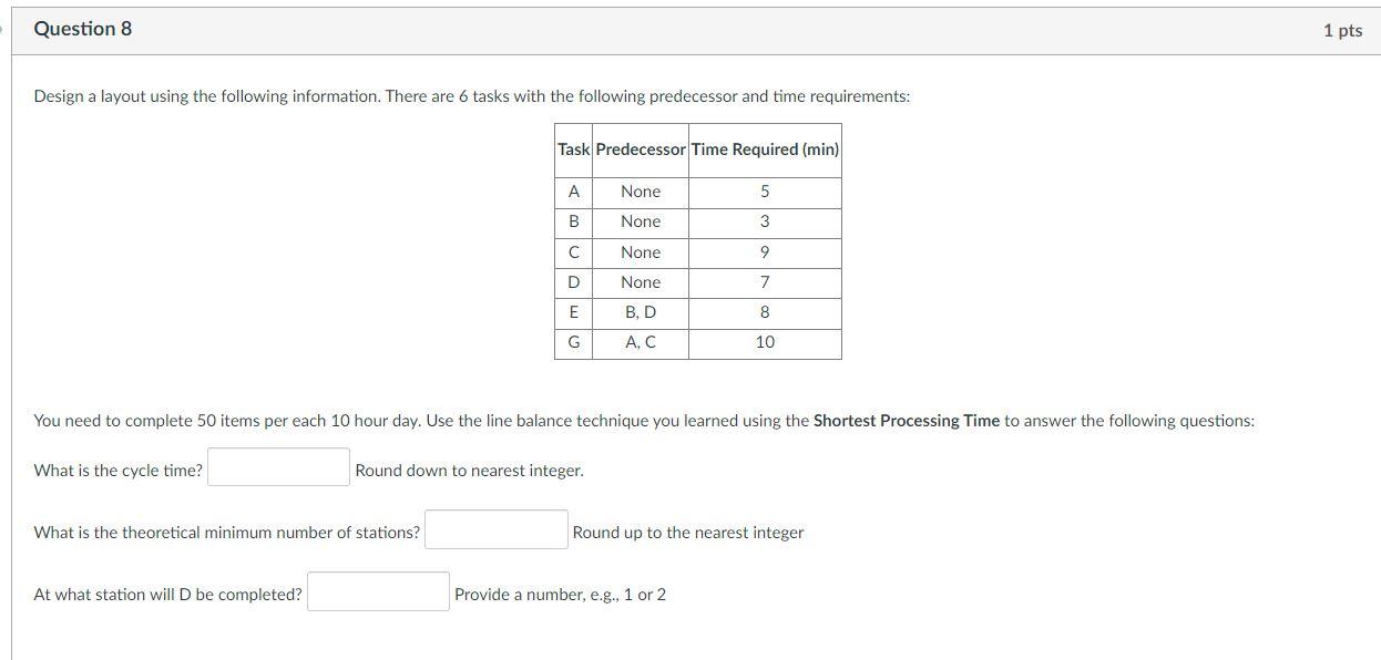 Question 8 1 pts Design a layout using the