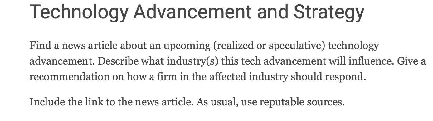 Technology Advancement and Strategy Find a news