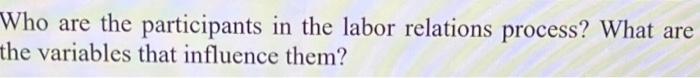 Who are the participants in the labor relations