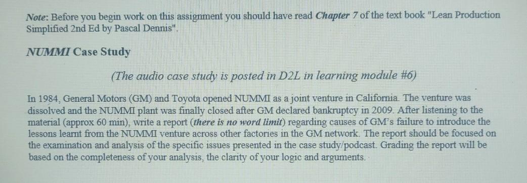 Note: Before you begin work on this assignment