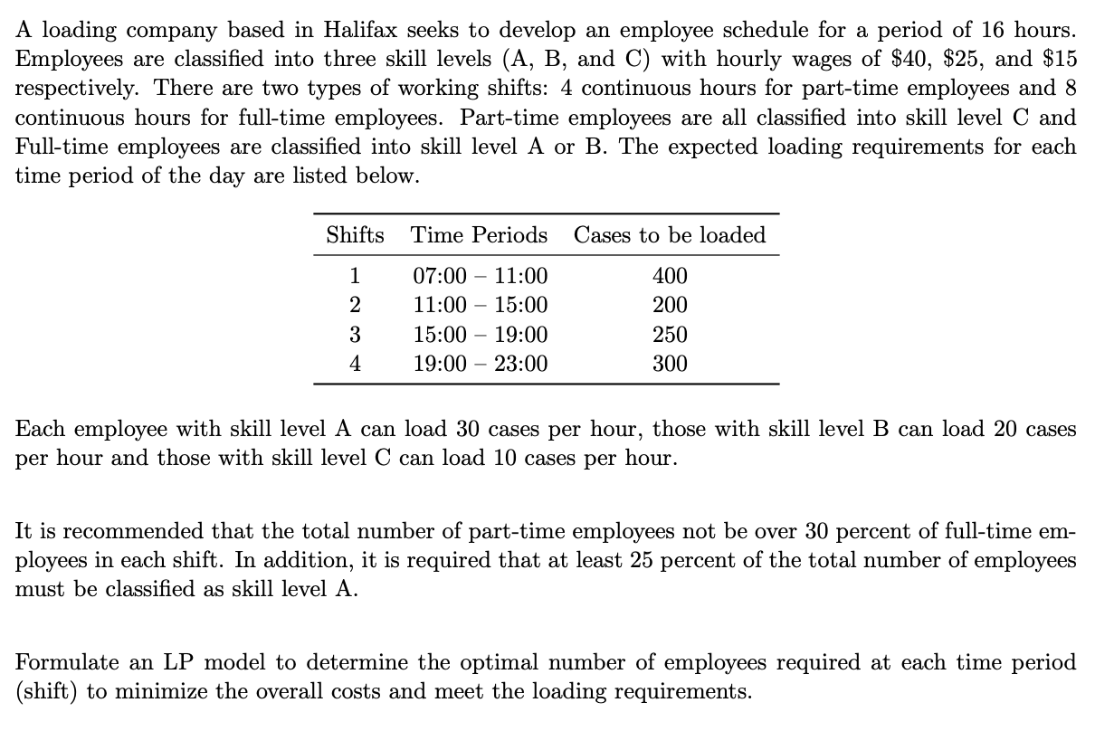 Please explain in details A loading company based
