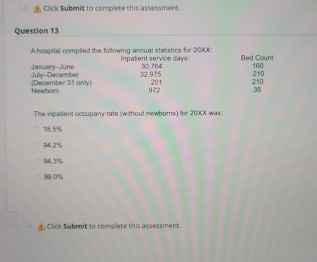 Click Submit to complete this assessment.