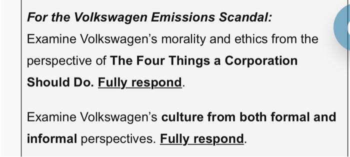 For the Volkswagen Emissions Scandal: Examine