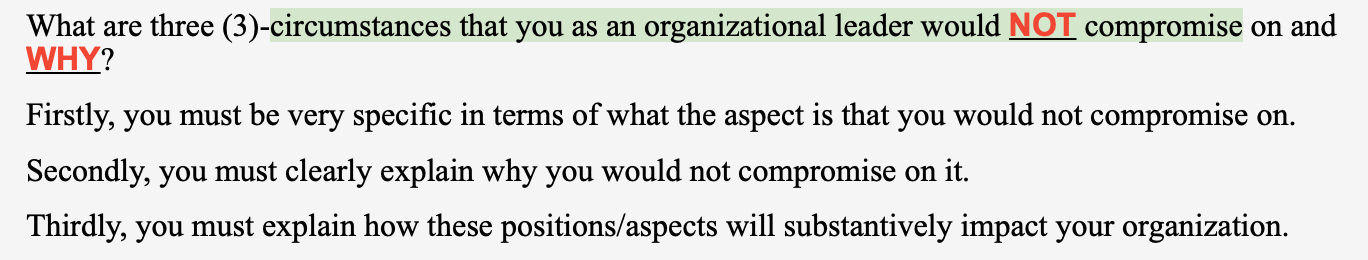 What are three (3)-circumstances that you as an