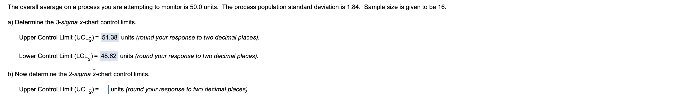 I also need the LCLx for a 2 sigma x chart The