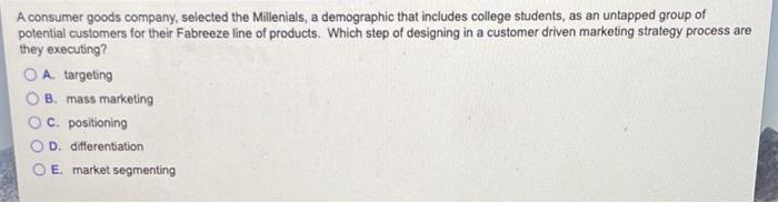 sos A consumer goods company, selected the