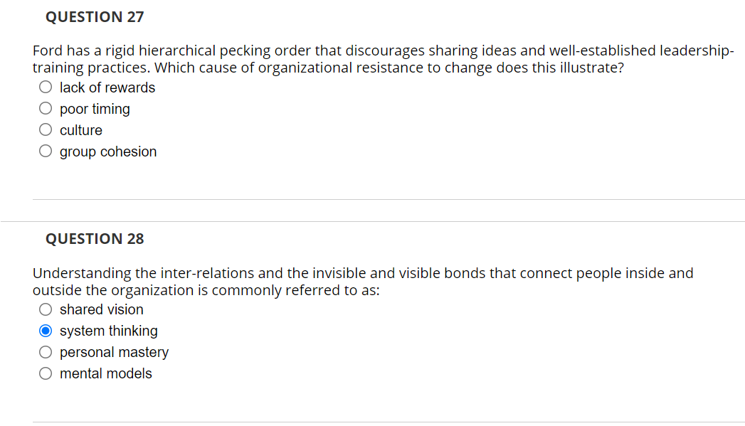 QUESTION 27 Ford has a rigid hierarchical pecking