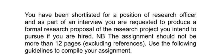 You have been shortlisted for a position of