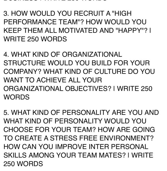 This questions are of business professionalism