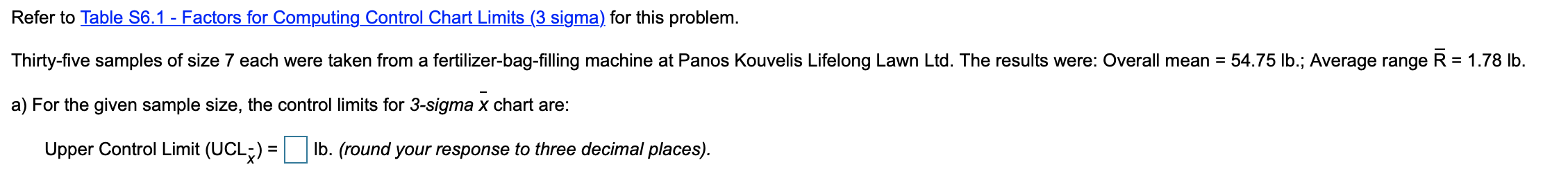 I need the upper and lower control limit please!