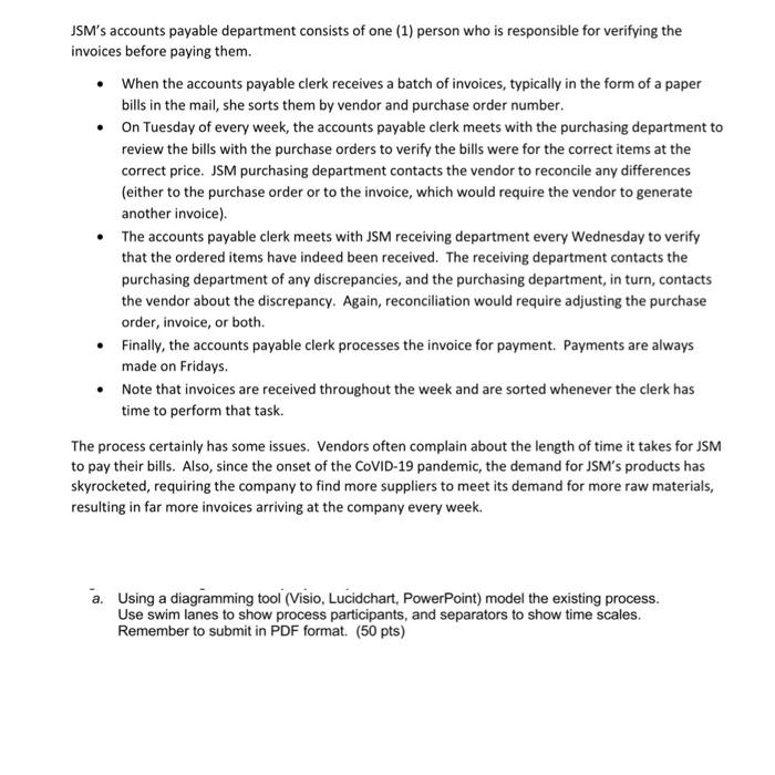 use swim lanes to show prcess JSM's accounts