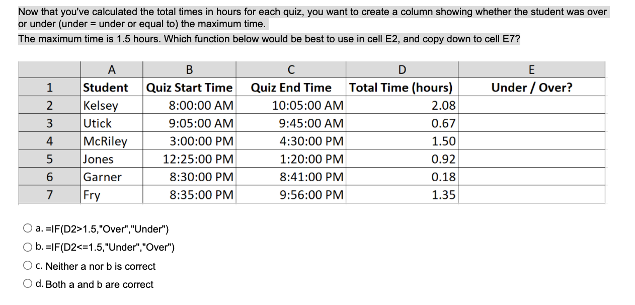 Now that you've calculated the total times in