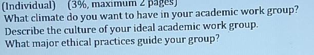 (Individual) (3%, maximum 2 pages) What climate