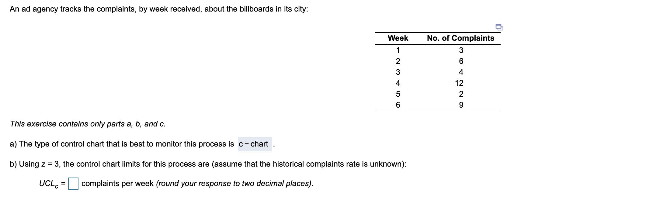 I also need the LCLc An ad agency tracks the